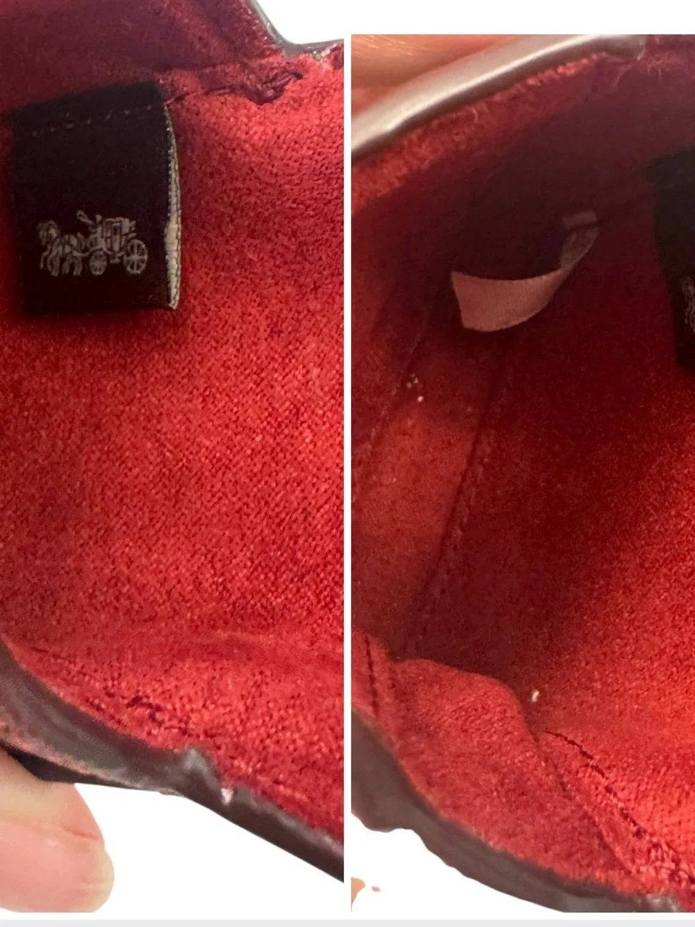 Coach Burgundy Signature Canvas Horse & Carriage Key Bag Charm